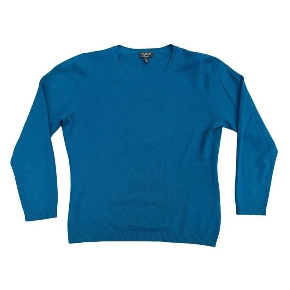 Charter Club 100% Cashmere Classic Crewneck Sweater Peacock Teal - L